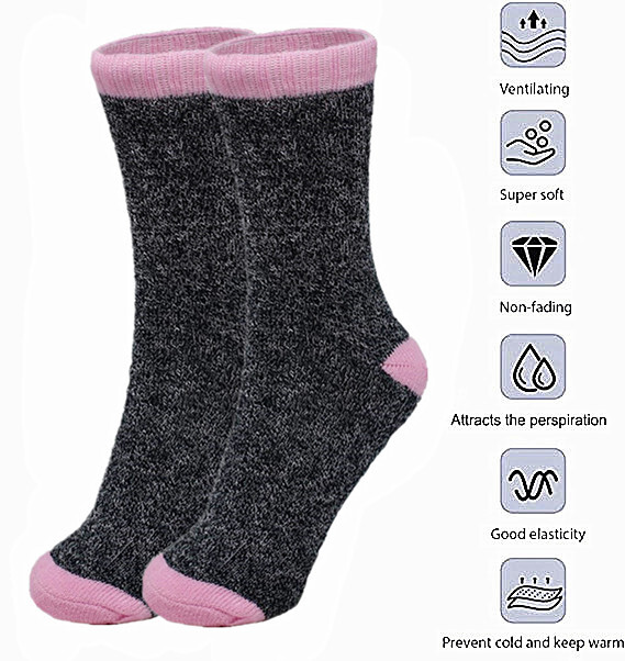 3-12 Pairs For Womens Winter Thermal Heated Heavy Duty Warm Crew Socks Size 9-11