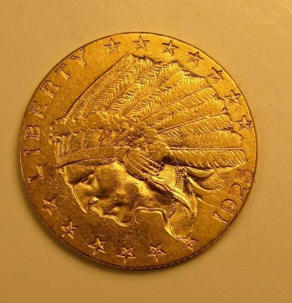 1925-D $2.50 Indian Quarter Eagle Gold Coin, Choice AU