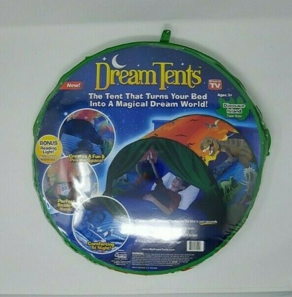 Ontel Dream Tent DINOSAUR ISLAND Kids Pop Up Tent TWIN Bed EXCELLENT+ CONDITION!