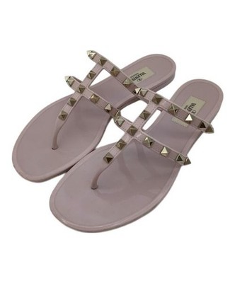 Valentino Garavani Rock Stud Rubber Sandals Pink Women's Size EU37/US7