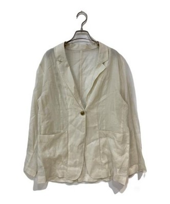 Spick and Span Ivory Linen Blazer S Jacket Tapered Fit 2 Pockets Women