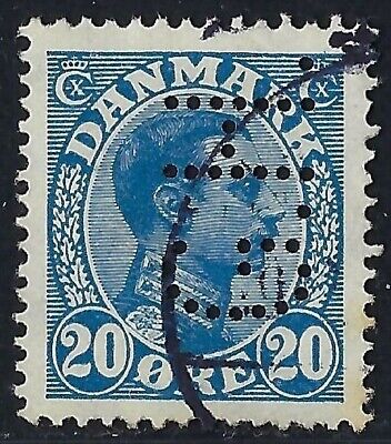 Denmark Perfin G14-G.H.: G. Harders Eftf. (1909-1920), 20 ore Blue, RF:75