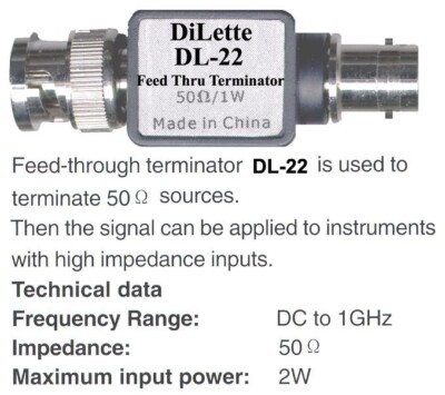 Oscilloscope Input BNC-BNC Inline Signal terminator DC-1GHz 50 Ohm termination