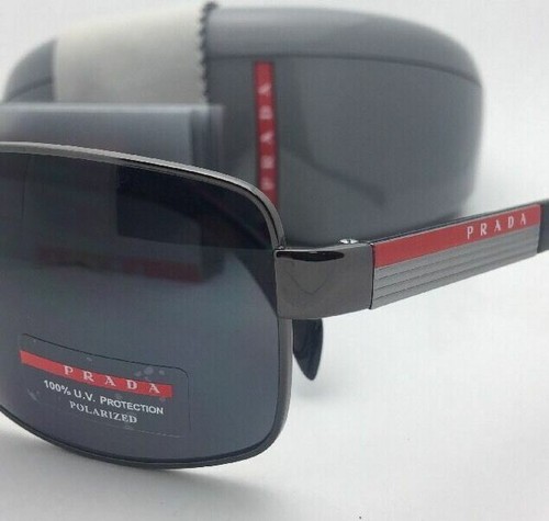 Pre-owned Prada Sport Polarized Sunglasses Sps 54i 5av-5z1 65-14 Gunmetal Frames With Grey In Gray