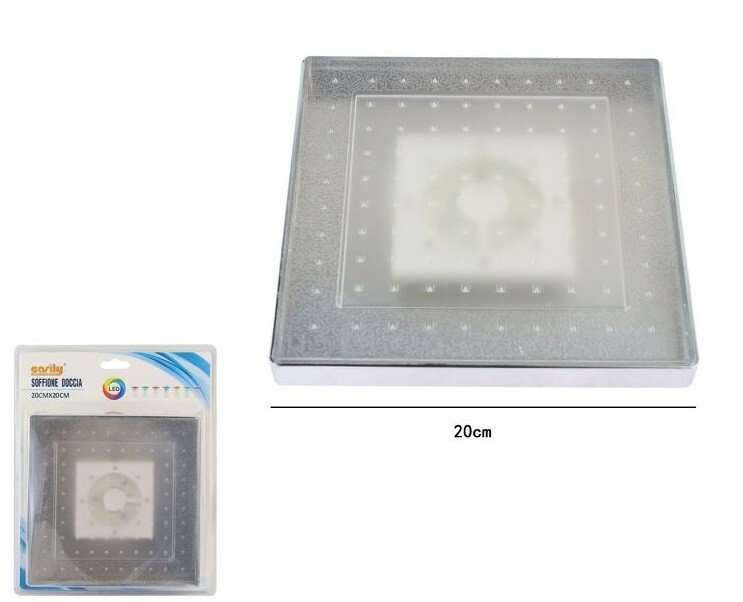 Soffione Doccia Quadrato 20cm A Led Colorati Bagno Miscelatore 79905 dfh
