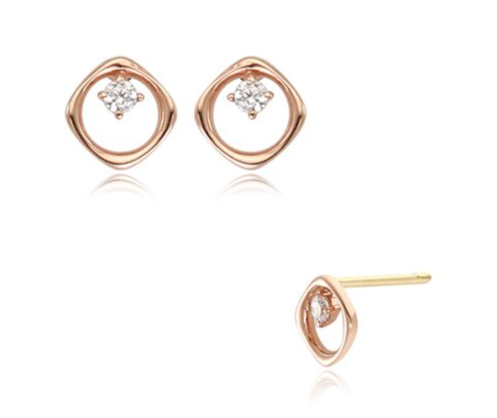ピアス STONEHENgE 14K heart cubic earrings StoneHenge 14K Earrings SO0147 Cubic Zirconia 14K Rose Gold