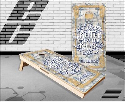 Life Is Better River Nautical Cornhole Boards Bean Bag Toss Game