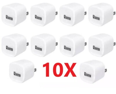 10 x 1A USB Home Wall Charger AC Adapter Plug For iPhone 5 6 7 8 X 11 MAX White