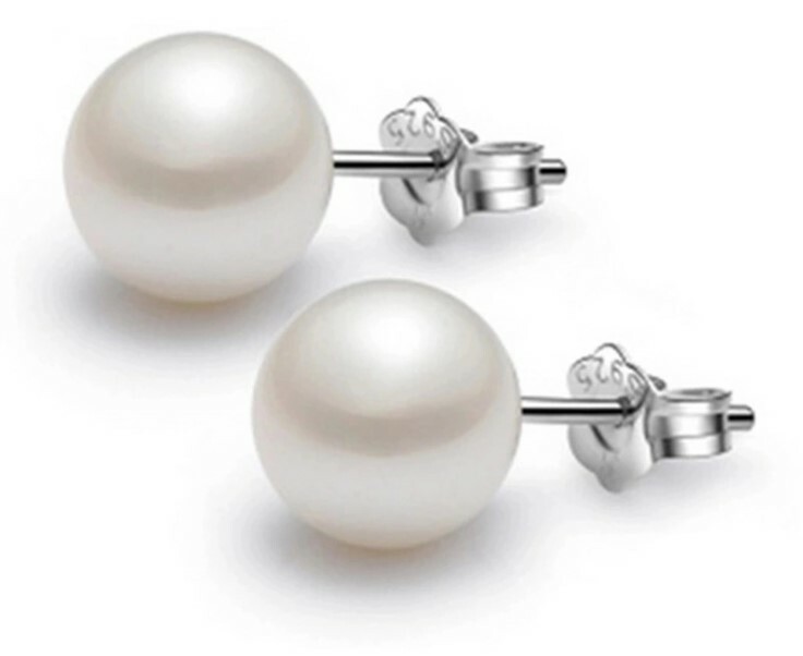 NEW White Genuine Cultured Freshwater Pearl Stud Earrings 925 Sterling Silver US