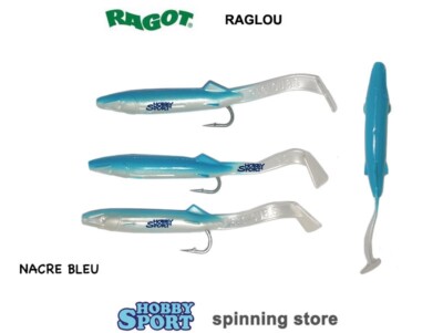 RAGLOU RAGOT 65 MM COLORE NACRE BLEU CONF. 3 pz  SILICONICO TRAINA  SPINNING