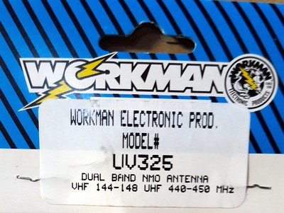 Workman UV-325 - Dual Band 2m / 70cm NMO Center Loaded Mobile Antenna, 3dB Gain!