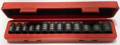 TEKTON 13-pc. 3/8'' 6-Point Metric Impact Socket Set (7-19mm) in Case Only 3 Used