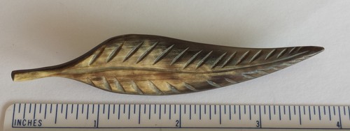 Vintage Carving in Bone, Leaf, Pin