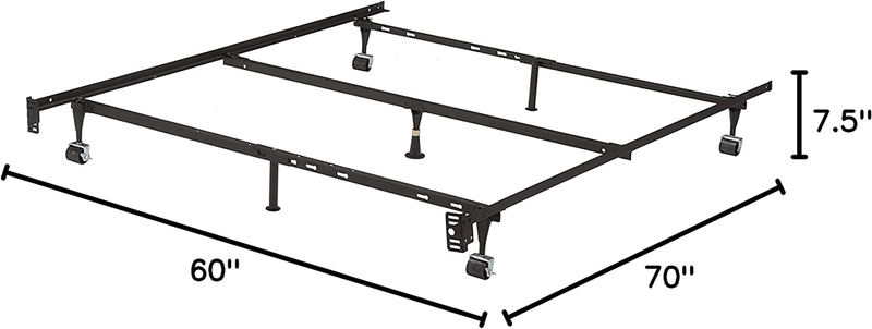 Kings Brand Furniture 7-Leg Adjustable Metal Bed Frame with Center Support Rug R