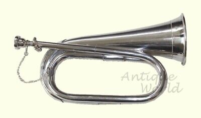 CAVALRY BUGLE CIVIL WAR WITH NICKEL FINISH MUSICAL INSTRUMENT-BRS