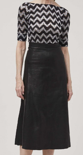 Pre-owned Rachel Comey Black Women's Content Nappa Leather A-line Midi Skirt, Us 4