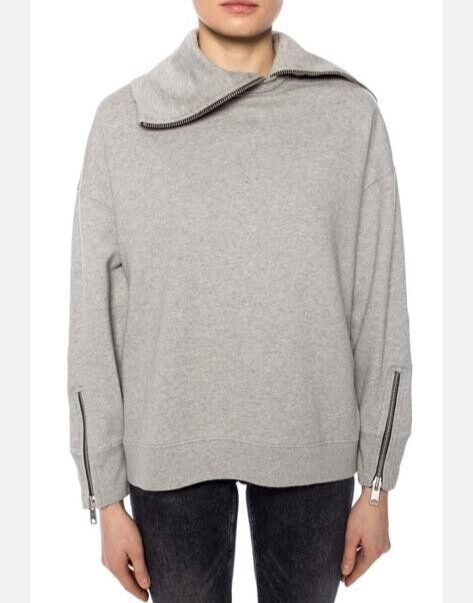 ALL SAINTS Bella Grey Oversized Sweatshirt Zip Size S Small RRP