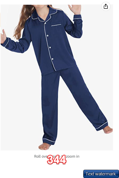 Ekouaer Girl's Satin Pajama Set Silk Pjs 2 Piece Sleepwear Nightwear Loungewear