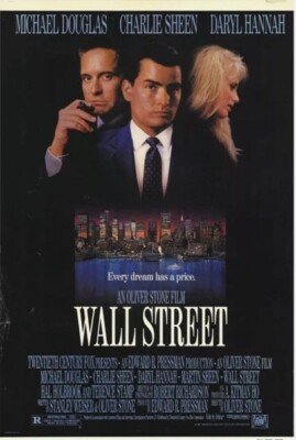 Wall Street Movie Poster Michael Douglas Charlie Sheen Vintage Original 27x40