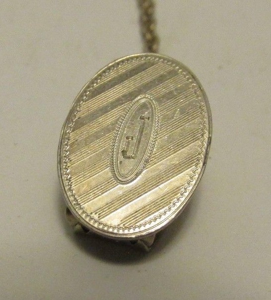 Antique Sterling Silver BABY BIB CLIPS Sweater Clips Monogram J Etched Ovals F&B