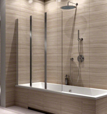 Badewannenabtrennung Faltwand Duschabtrennung 3-teilig H 140 cm Glas Klarglas RA