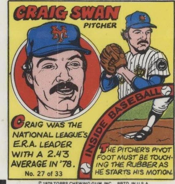 1979 Topps MLB Bubble Gum Player Portraits - Craig Swan #27