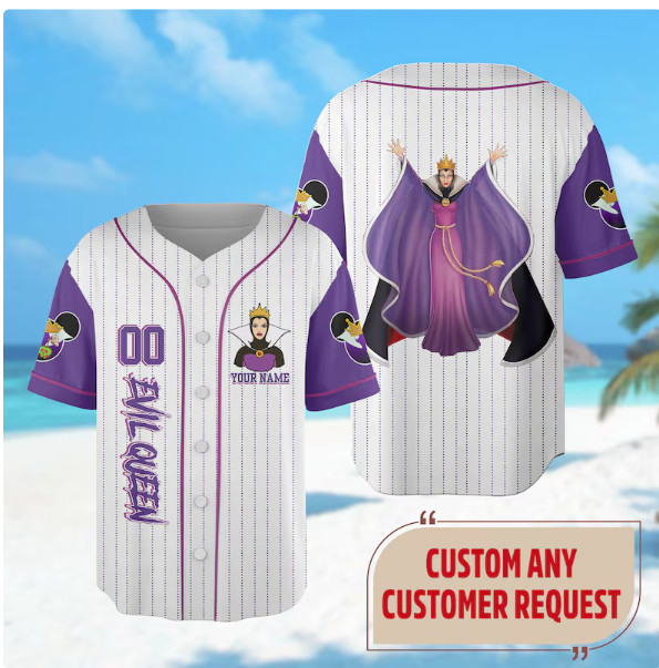Custom Evil Queen 3D Baseball Jersey Shirt HALLOWEEN GIFT CHRISTMAS GIFT US SIZE