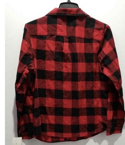 Stars Above Perfectly Cozy Flannel Shirt Red Plaid Fabric Button Up Top ONLY
