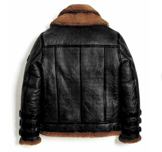 Pre-owned Handmade Ww2 Raf Men's B3 Bomber Aviator Pilot Authentic Sheepskin Jacket Double Fur Col In Brown