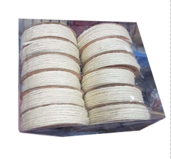 Set 12 Pezzi Bobina Rotolo Filato Di Lino Bianco Lunghezza 15 metri dfh