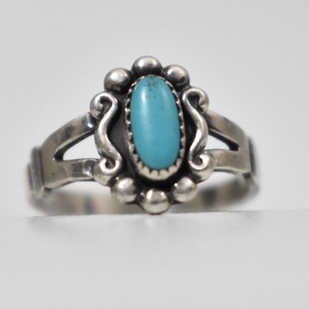 Turquoise Ring Bell Trading Southwest Girls Pinky Sterling Silver Size 5