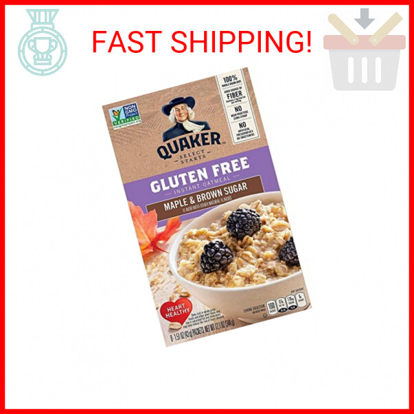 Quaker Select Starts Gluten Free Instant Oatmeal, Maple and Brown Sugar, 12.1 oz