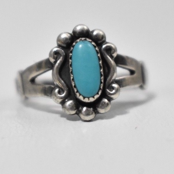 Turquoise Ring Bell Trading Southwest Girls Pinky Sterling Silver Size 5