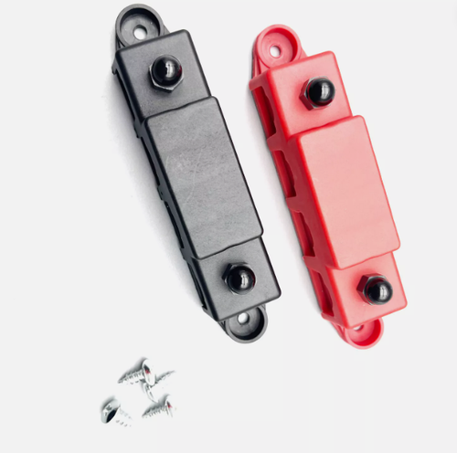 Red & Black 5/16" 4 Stud Power Distribution Busbar Bus Bar With Cover Fast Ship