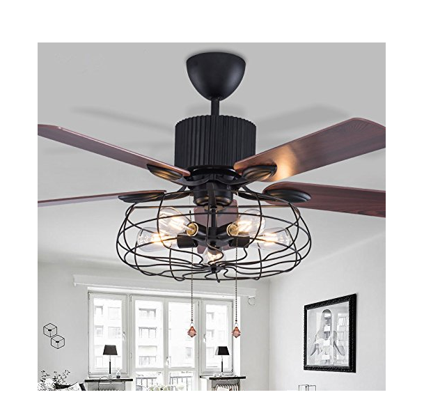 Industrial Retro Ceiling Fans Light Remote 5 Light Rustic Ceiling Fan Chandelier Ebay