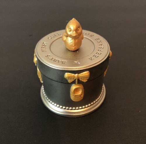 Baby First Curl Keepsake Pewter Jar / Box