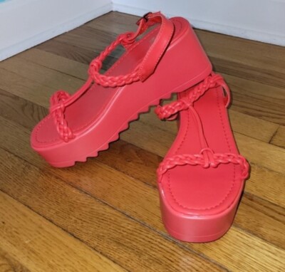 NWT YOKI Red Braided Platform Sandals sz. 10