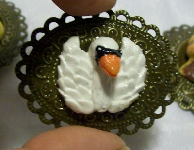 5 FARM ANIMAL MAGNETS Fridge Set lot Duck Chick Cow Pink Squirrel Swan polymer