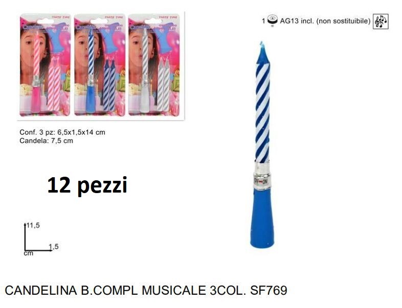 Set 12 Pezzi Candele Candelina Buon Compleanno Musicale Colorata idea