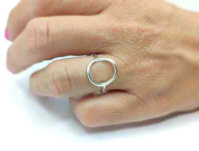 Sterling Silver Oval Circle Ring Oval Karma Ring, Kreis Ring ,Open circle ring,