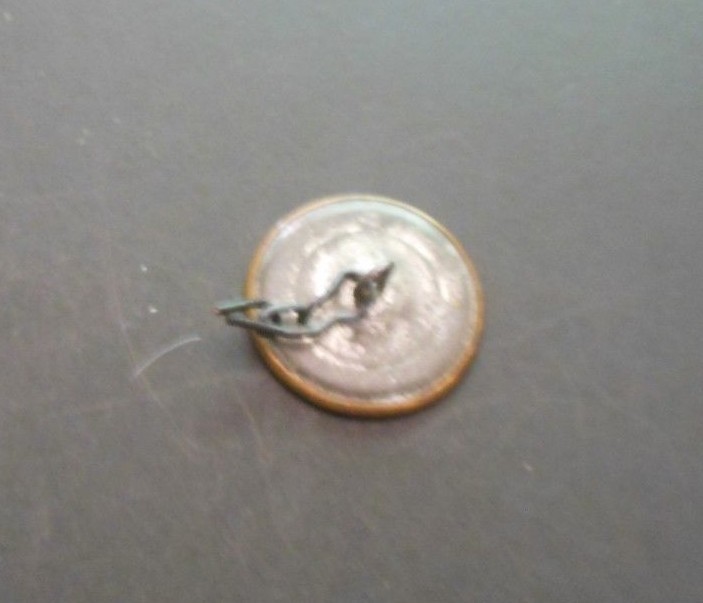 Original Antique Ferrotype Tintype Button Young Lady Gold Border Frame 7/8