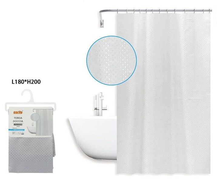 Tenda Doccia AntiMuffa Impermeabile 180x200cm Con Anelli Bagno Bianca Rombi dfh