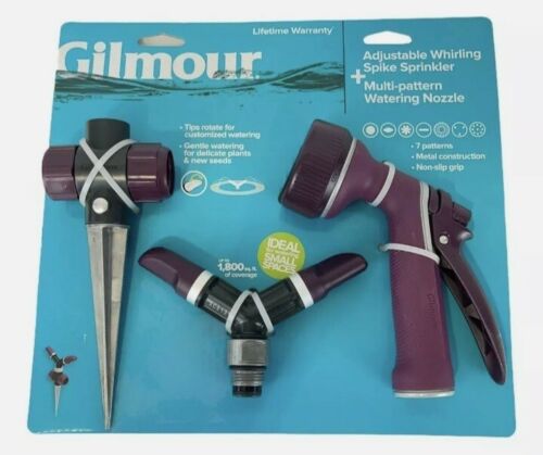 Gilmour Adjustable Whirling Spike Sprinkler with Multi Pattern Watering Nozzle