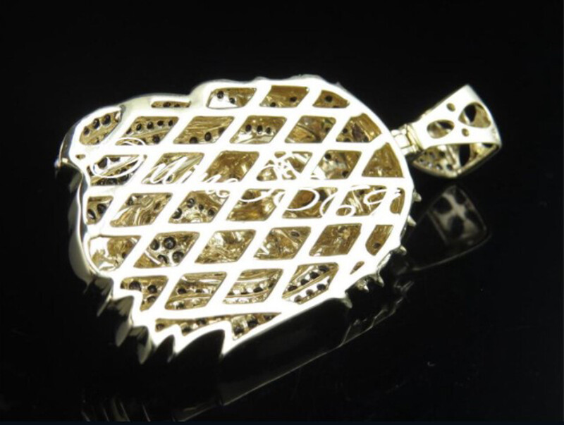 Pre-owned Online0369 Men's 4.5ct Black Cubic Zirconia Jesus Charm Pendant Yellow Gold Plated Silver