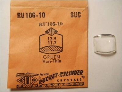 SUC RU106-10 Watch Crystal Fit Gruen Veri-Thin - 12.9 x 11.7 mm - Replacement