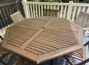 outdoor chairs octagonal timber table