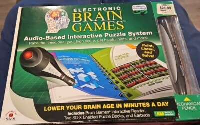 Brain Games Audio Based Electronic Puzzle System 2009 Includes 2 Books & Reader