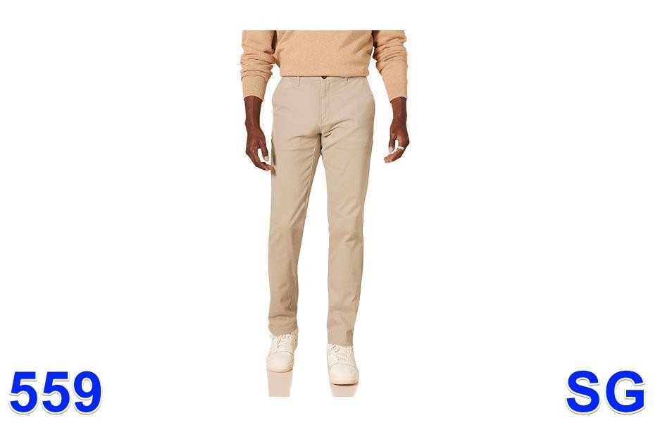 Essentials Men's Relaxed-Fit Casual Stretch, Cotton, Khaki brown, 34W x 33L