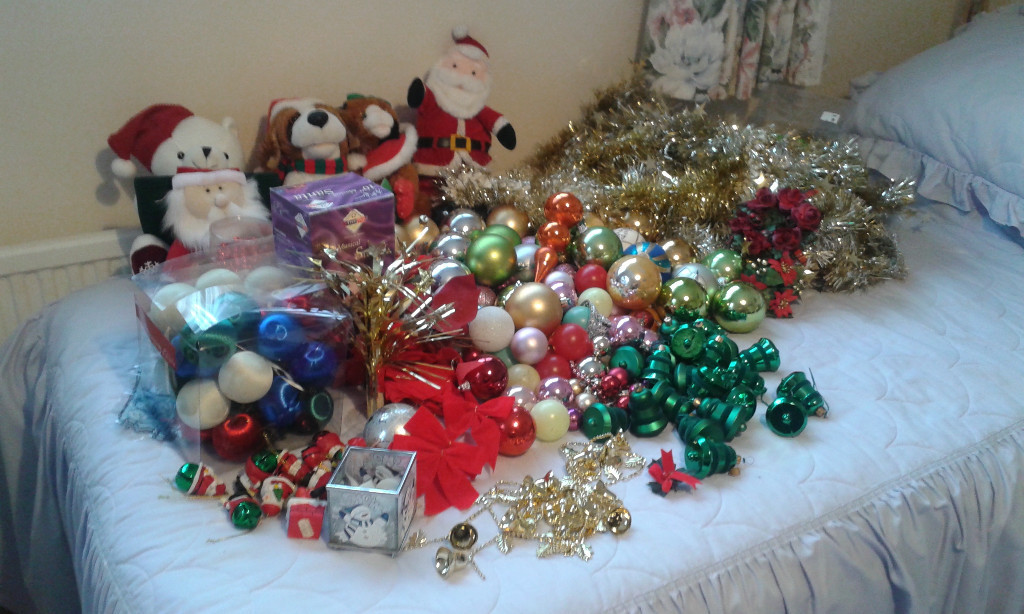 Christmas Decorations Including Streamers Soft Toys And Baubles
