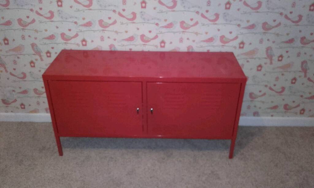 Ikea red metal sideboard locker style TV stand storage unit in Stretford, Manchester